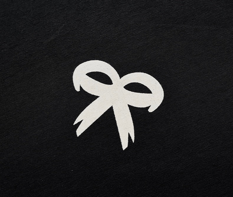 Charming Bow Tie Pajamas with Pockets - Classic Loungewear, 100% Cotton Sleepwear, Cozy Black Homewear