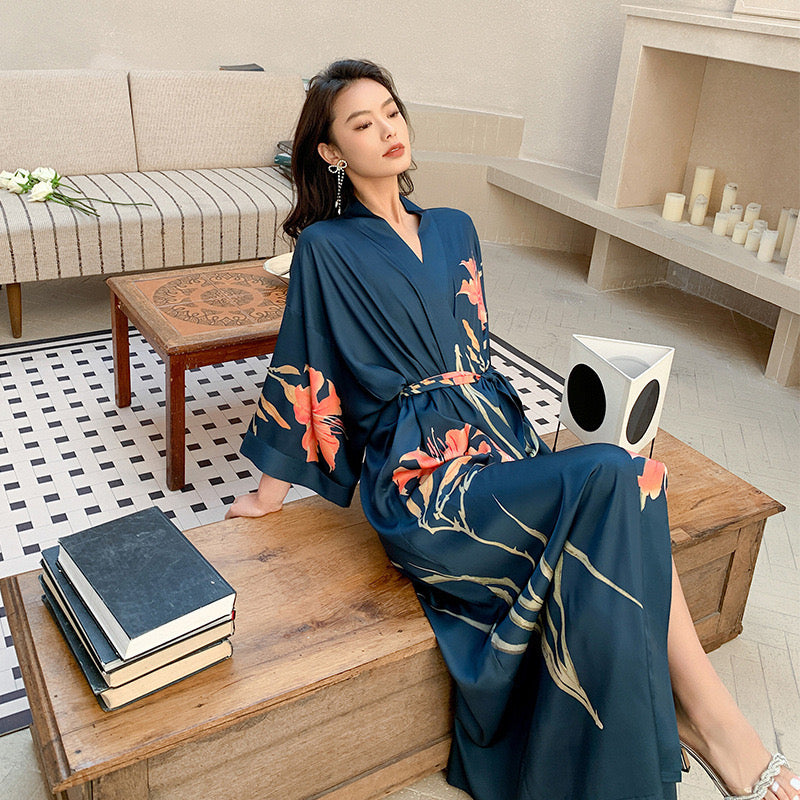 Long Floral Kimono: A Stylish Beach Kaftan for Boho Holidays, Ideal Summer Robe with a Touch of Luxury