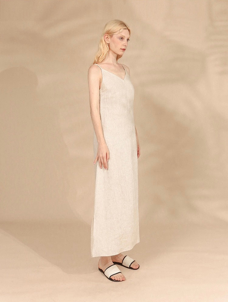 Linen maxi dress, Linen slip dress, Customized size and color