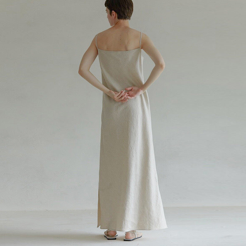 Linen maxi dress, Linen slip dress, Customized size and color