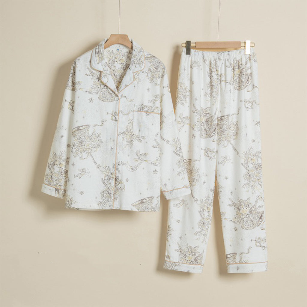 Starry Night Women's Pajama Set: Cozy Beige Loungewear