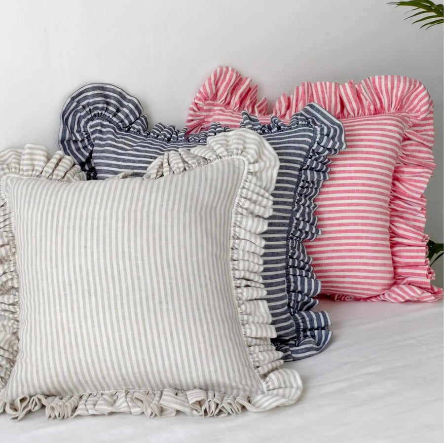 Linen cushion cover with natural texture for sofa styling