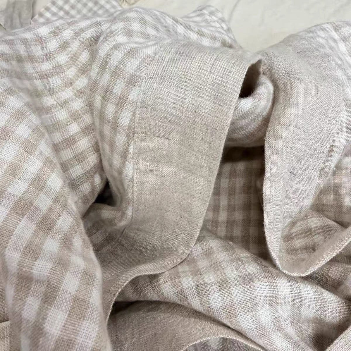 Handmade Unisex Gingham Linen Robe