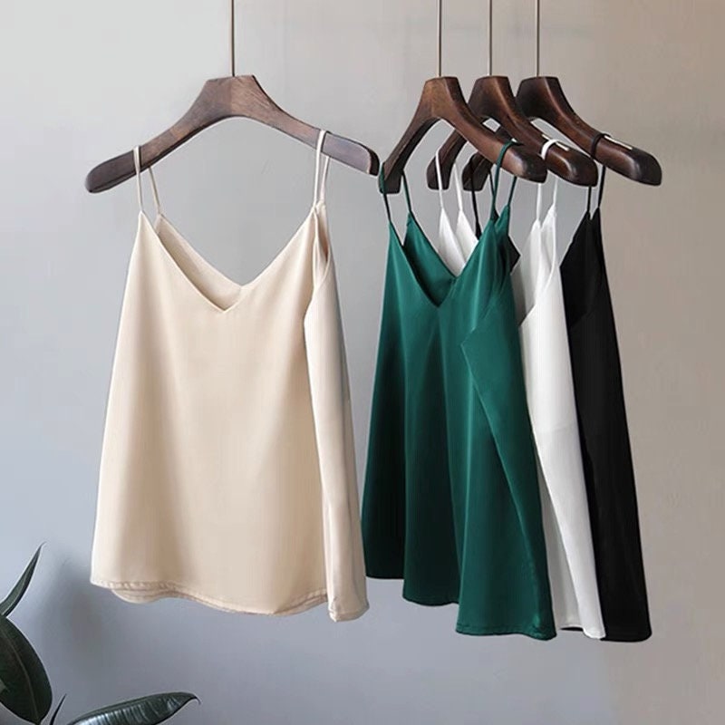 Spaghetti Straps Tank Top, Classic Silk Vest Tank Camisole, Essential Cami Top, Best Matching