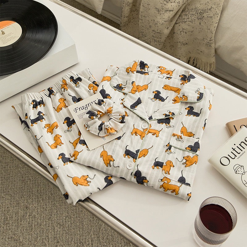 Cute Dog print PJS, Puppy print 100% Cotton Pajama Set