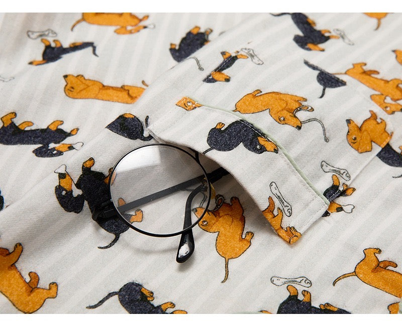 Cute Dog print PJS, Puppy print 100% Cotton Pajama Set