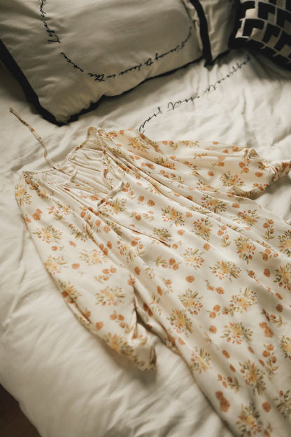 Fall color flora nightie, Fall loungewear, Soft and comfy Gown, Cottagecore dress, Cozy PJS, Unique gift