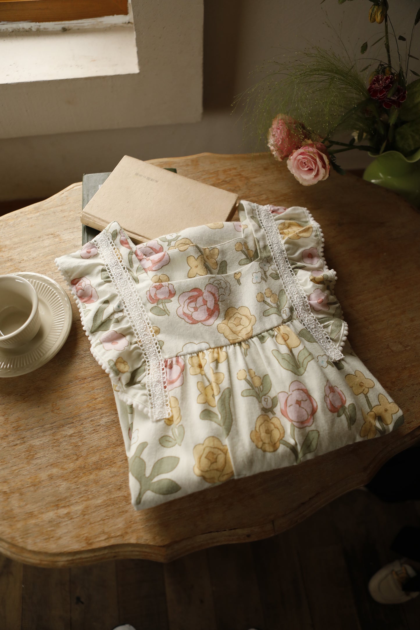 Cottagecore Elegance: Flannel Floral Nightgown, Vintage-inspired Cotton Dress, Cozy Gift for Her