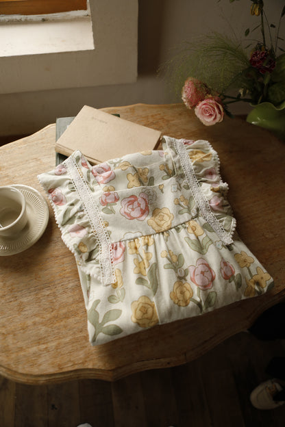 Cottagecore Elegance: Flannel Floral Nightgown, Vintage-inspired Cotton Dress, Cozy Gift for Her