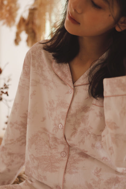 Vintage pink flora pajama set, Cotton Pyjamas Set, Comfy homewear, Soft sleepwear, Cozy loungewear