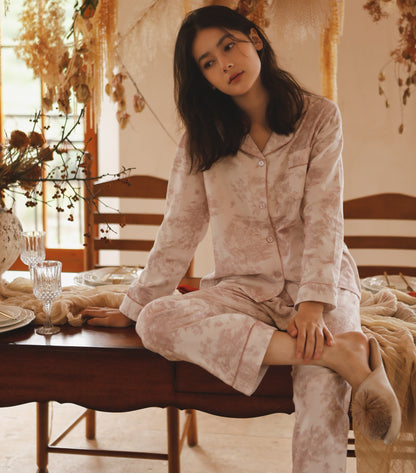 Vintage pink flora pajama set, Cotton Pyjamas Set, Comfy homewear, Soft sleepwear, Cozy loungewear