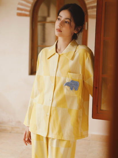 Elephant EMB pajama set, Cotton Pyjamas Set, Comfy homewear, Soft sleepwear, Cozy loungewear