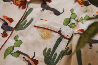 Dachshund Print Pajama Set: Cute Dog Pattern Loungewear in Cozy Flannel - Soft and Pure Cotton Pajamas