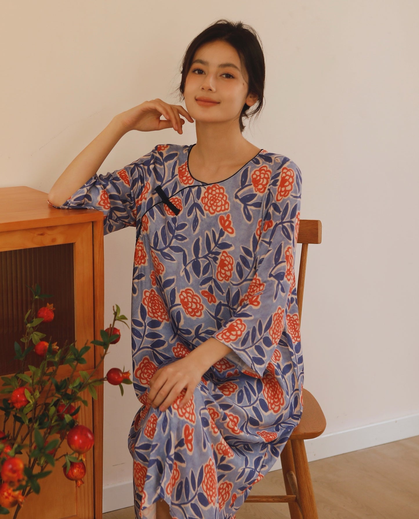 Vintage flora dress, Traditional Asian style nightgown, Vintage Nightie, Cottage core dress, Cozy sleepwear