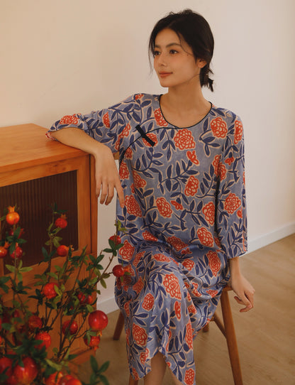 Vintage flora dress, Traditional Asian style nightgown, Vintage Nightie, Cottage core dress, Cozy sleepwear