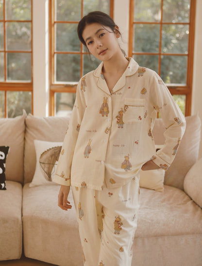 Cute Miffy rabbit Print PJS, Nijntje Pattern Pajamas, Cozy cotton pajamas, Handmade clothing women