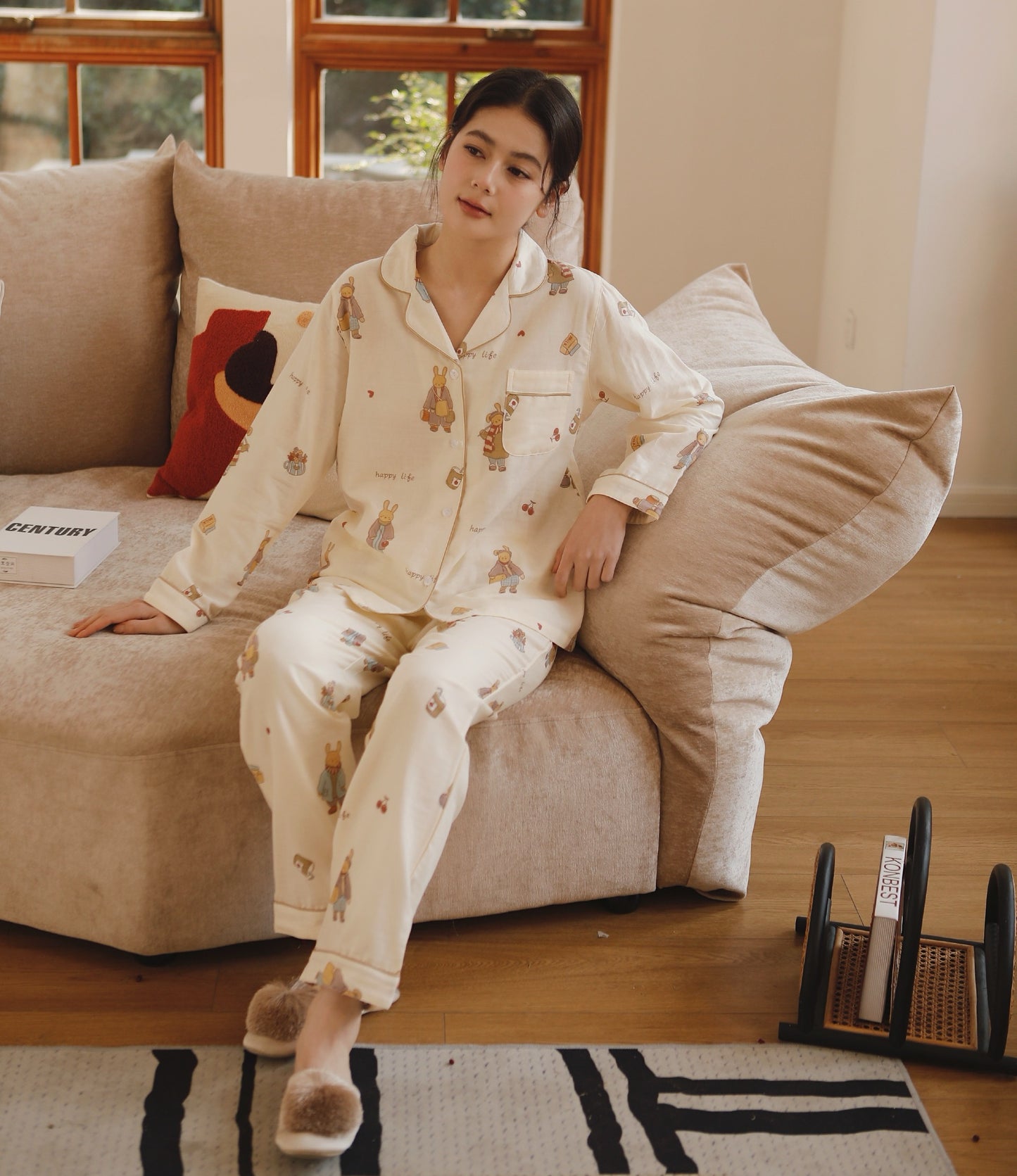 Cute Miffy rabbit Print PJS, Nijntje Pattern Pajamas, Cozy cotton pajamas, Handmade clothing women
