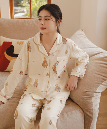 Cute Miffy rabbit Print PJS, Nijntje Pattern Pajamas, Cozy cotton pajamas, Handmade clothing women