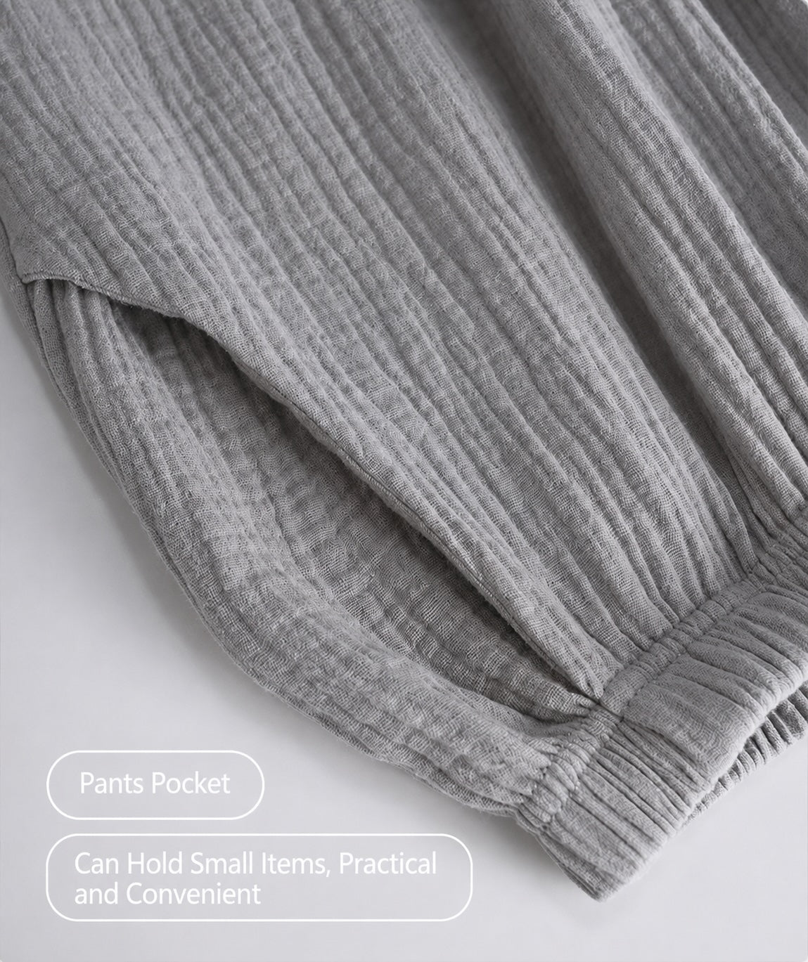 Men's Grey Muslin Lounge Set, Men's Shorts Set