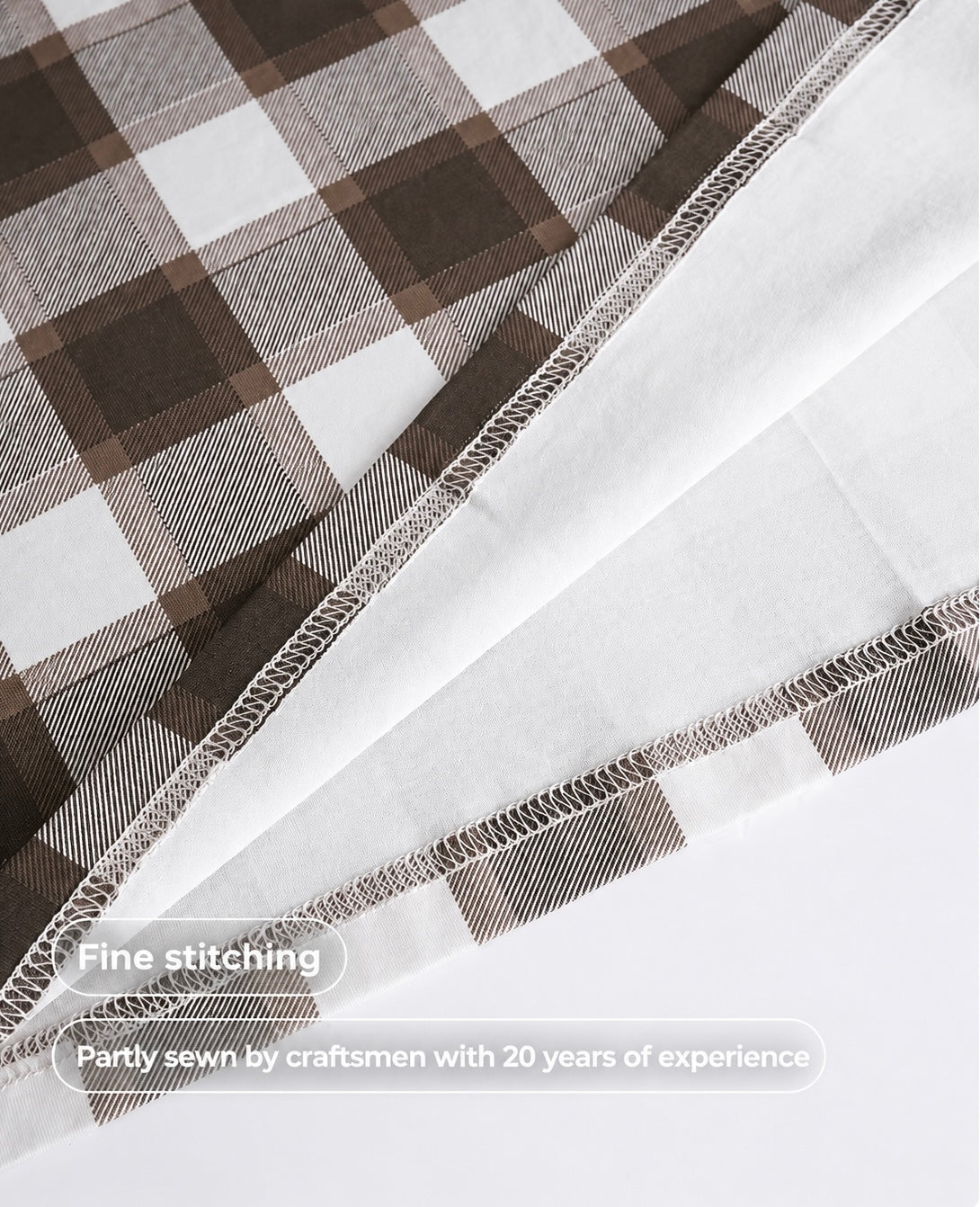 Brown Gingham Cotton Lounge Dress, Slip Dress ETCOZY