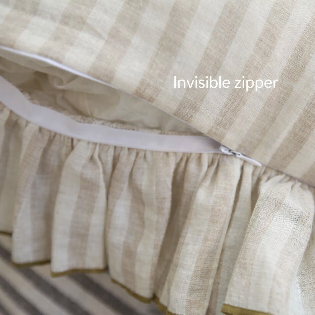Striped Linen Pillow Cover with Ruffled Edge – Square & Rectangular Sizes detail view 7 from Etcozy