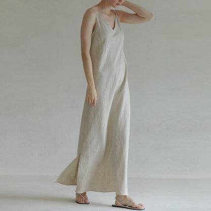 Linen maxi dress, Linen slip dress, Customized size and color