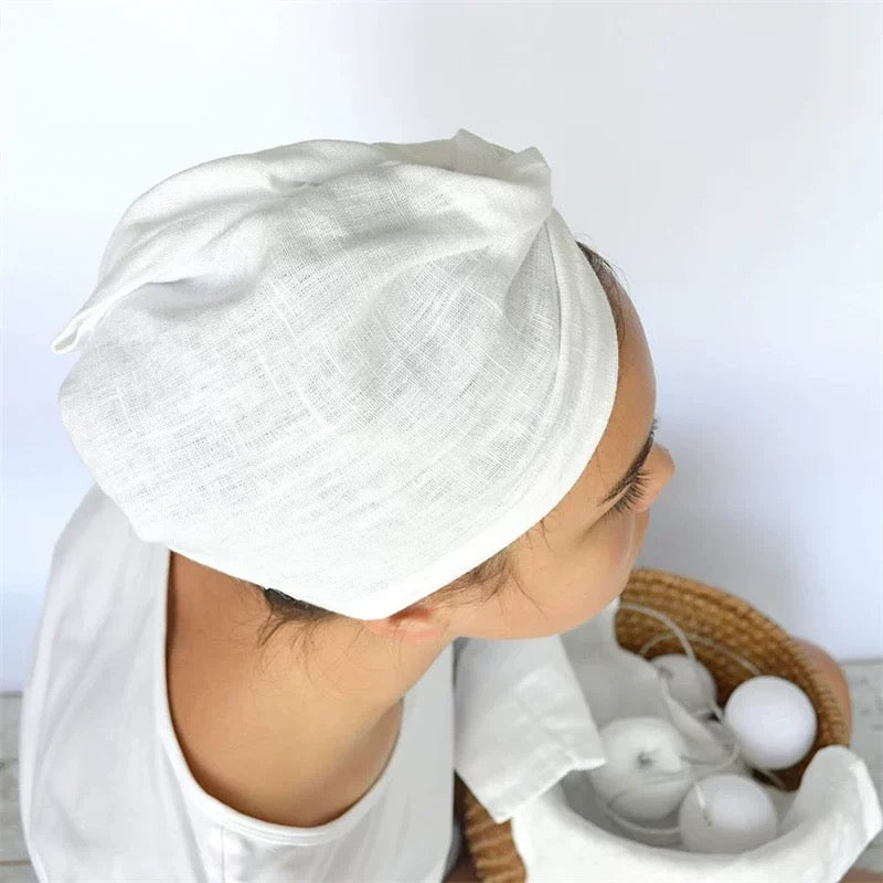 Sage Green Linen Hair Towel Wrap for Wet Hair