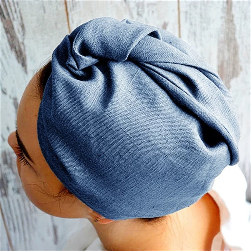 Sage Green Linen Hair Towel Wrap for Wet Hair