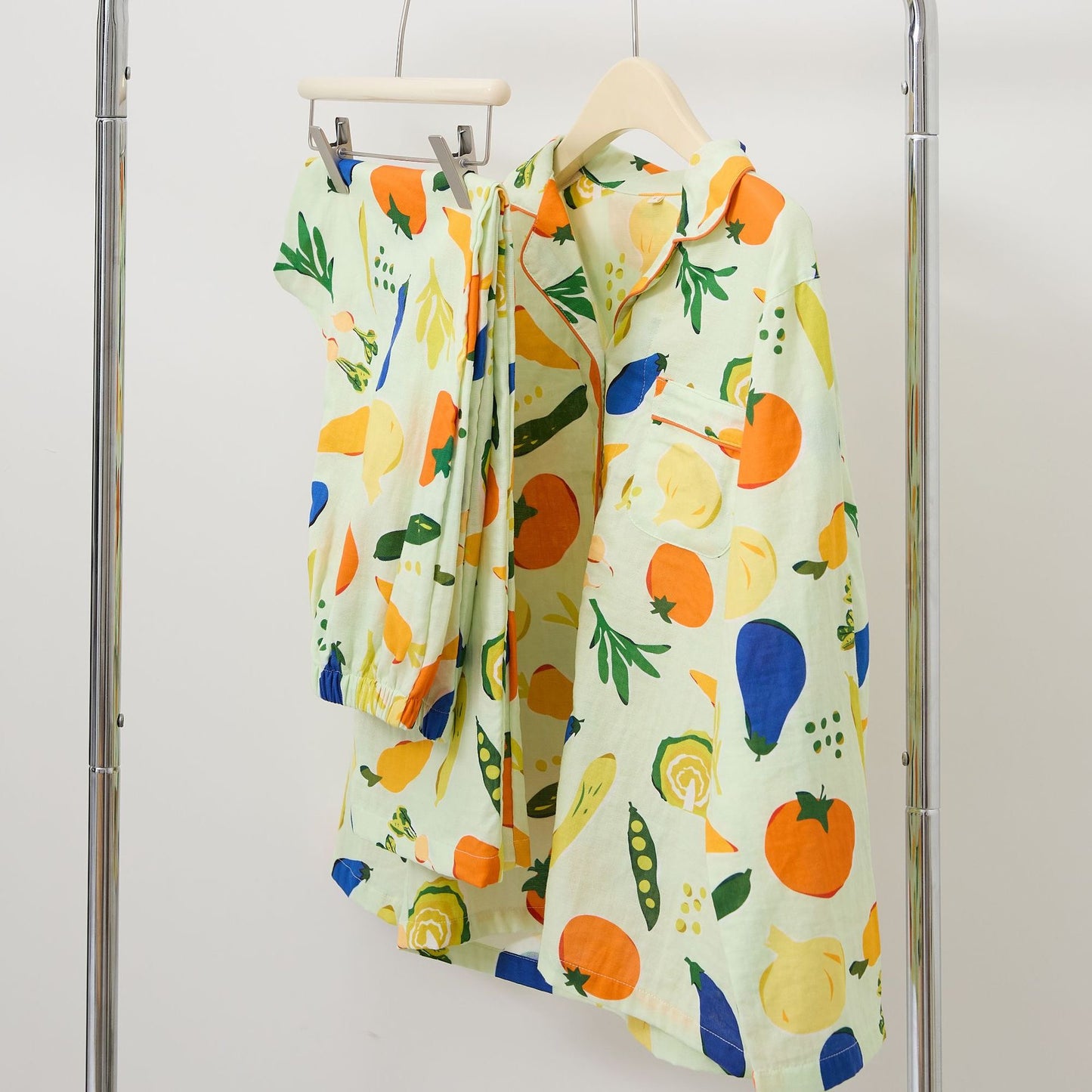 Vegetable & Fruits Pyjamas, 100% cotton PJS, Women Pajama set, Fall Clothing