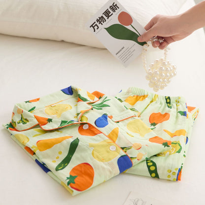 Vegetable & Fruits Pyjamas, 100% cotton PJS, Women Pajama set, Fall Clothing