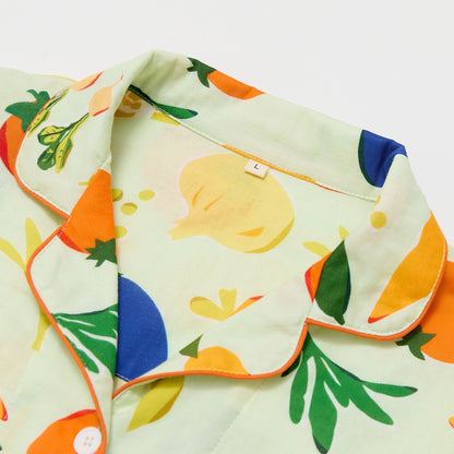 Vegetable & Fruits Pyjamas, 100% cotton PJS, Women Pajama set, Fall Clothing