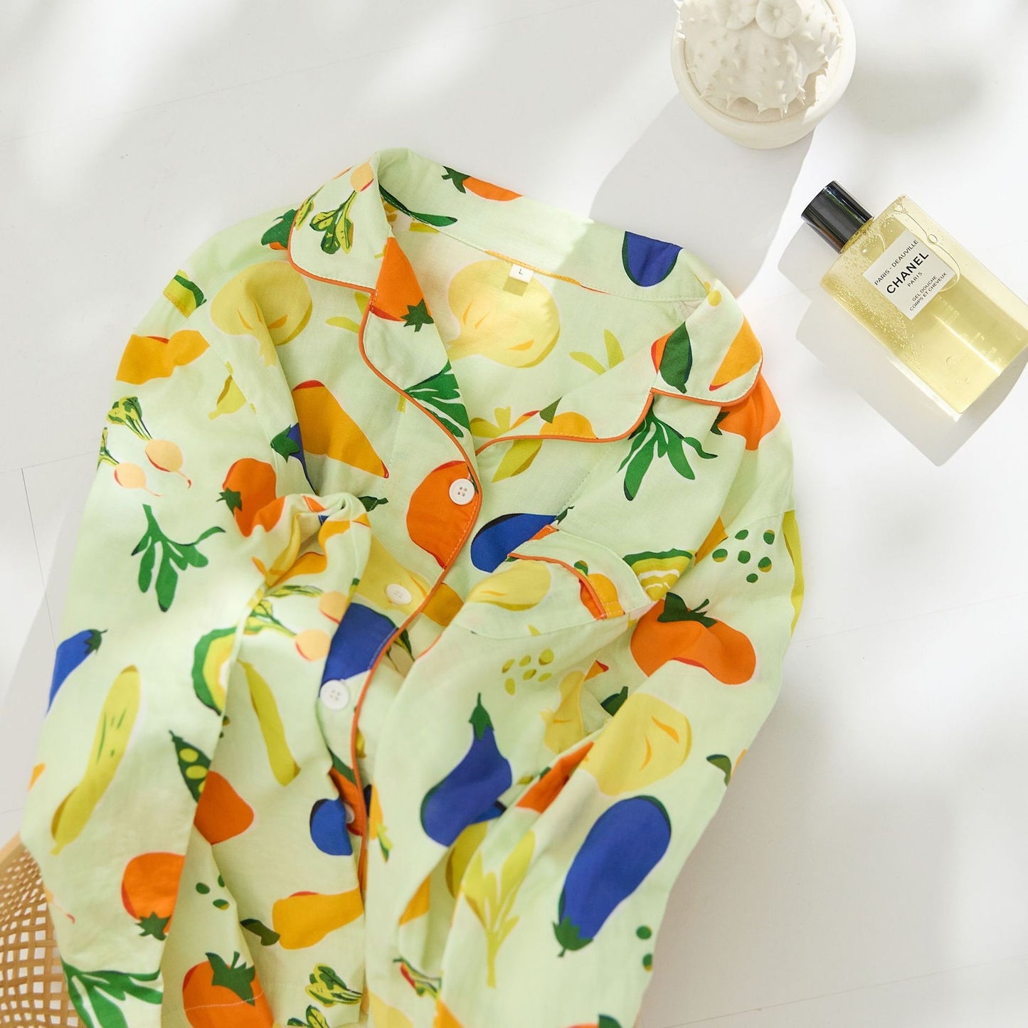 Vegetable & Fruits Pyjamas, 100% cotton PJS, Women Pajama set, Fall Clothing