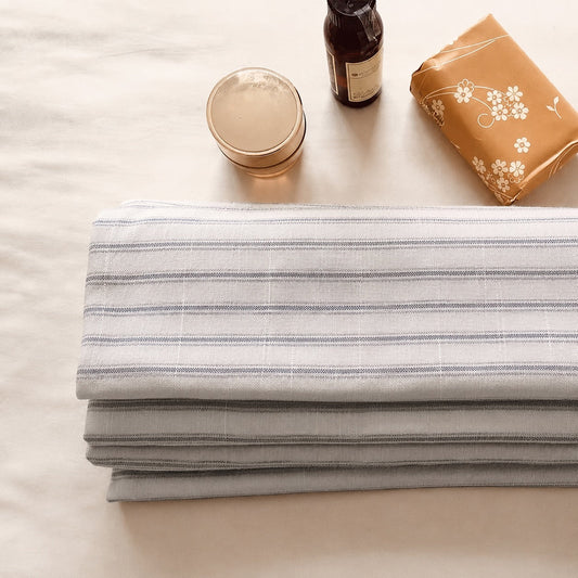 Grey Striped Linen Bath Towel, Lightweight Spa Towel