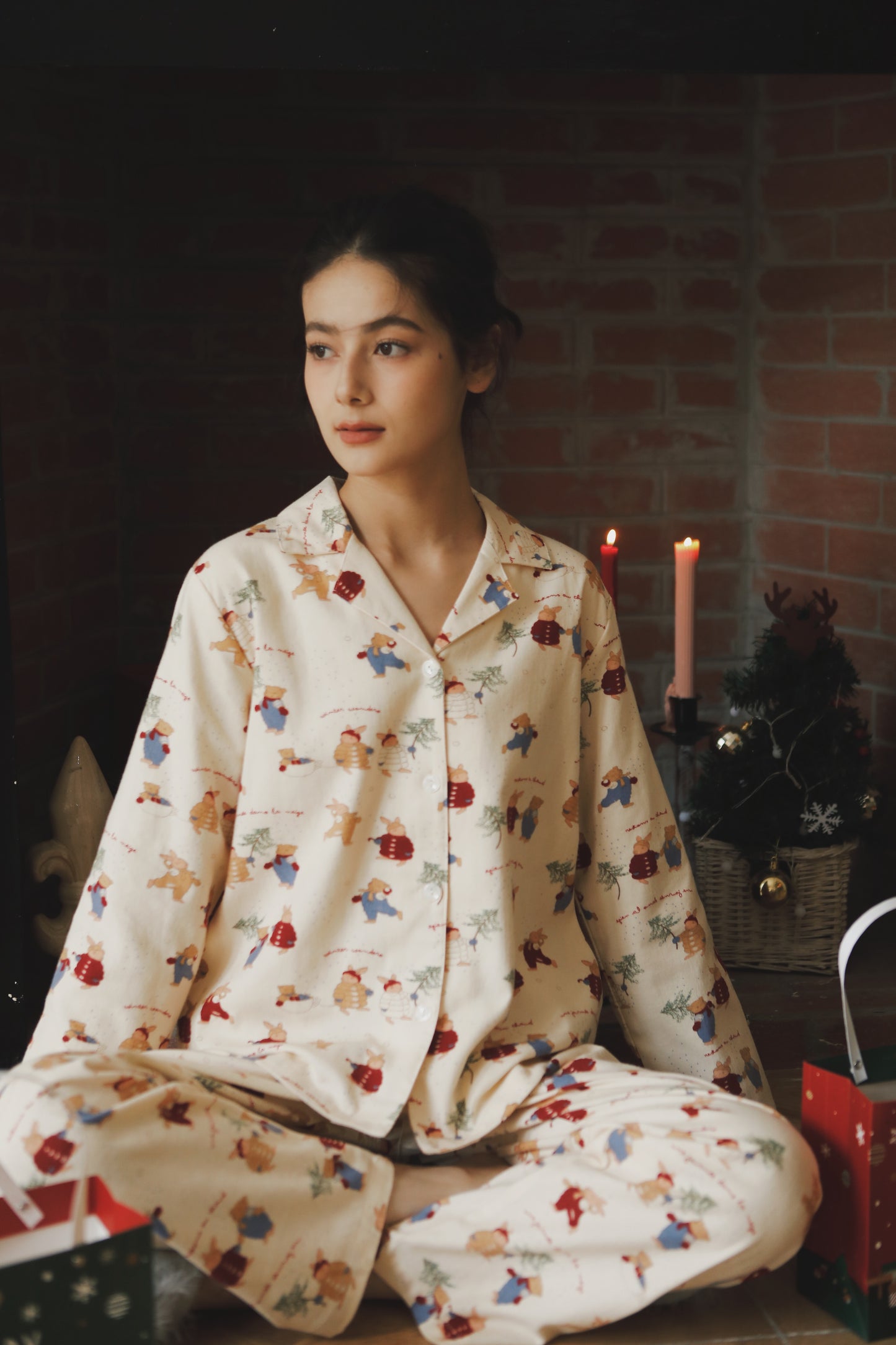 Christmas Rabbit PJS, Christmas bunny pajamas, 100% Cotton pyjamas, Christmas gift