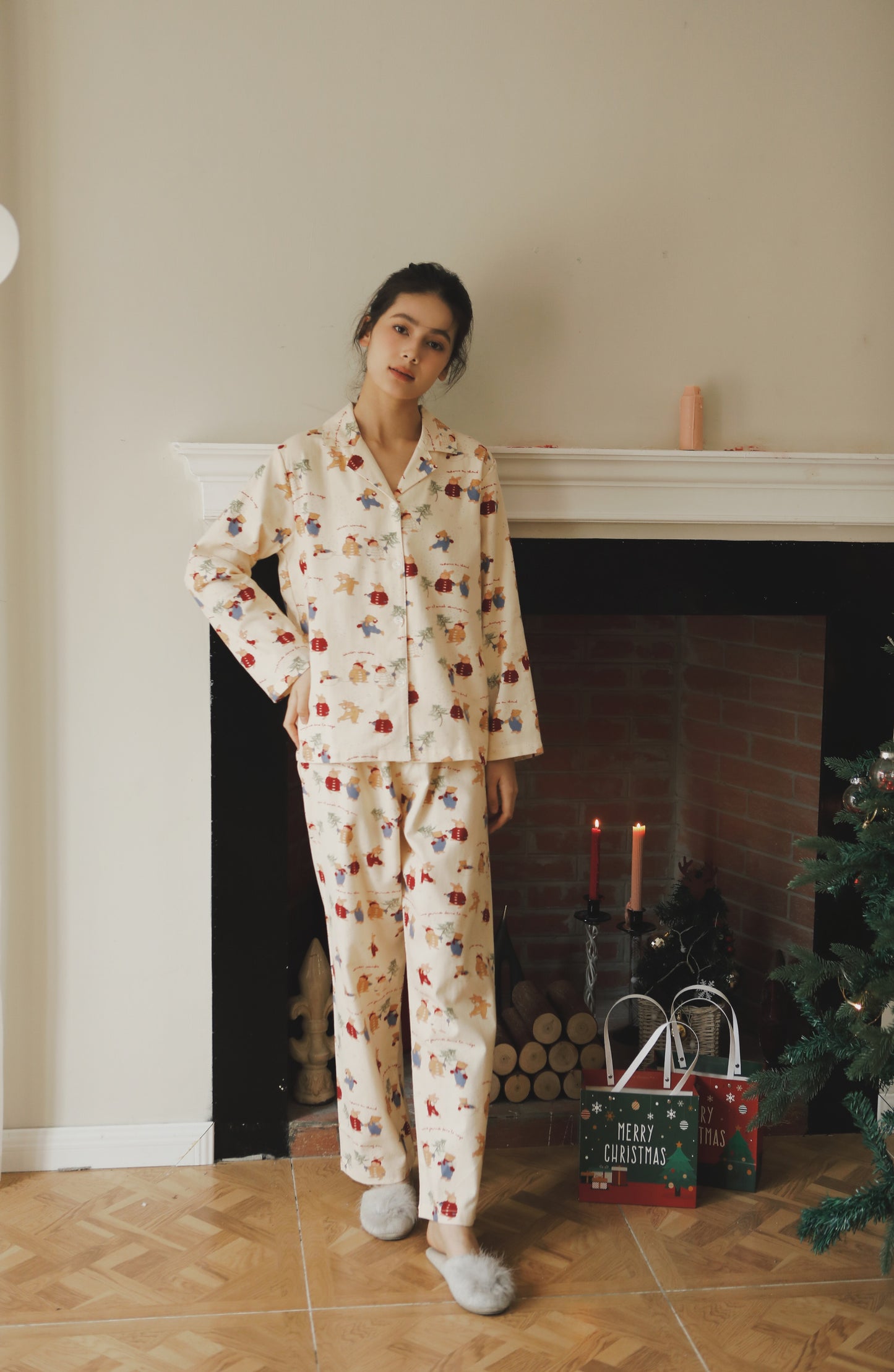 Christmas Rabbit PJS, Christmas bunny pajamas, 100% Cotton pyjamas, Christmas gift