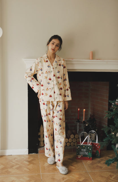 Christmas Rabbit PJS, Christmas bunny pajamas, 100% Cotton pyjamas, Christmas gift