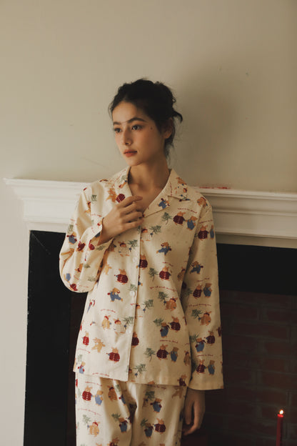 Christmas Rabbit PJS, Christmas bunny pajamas, 100% Cotton pyjamas, Christmas gift
