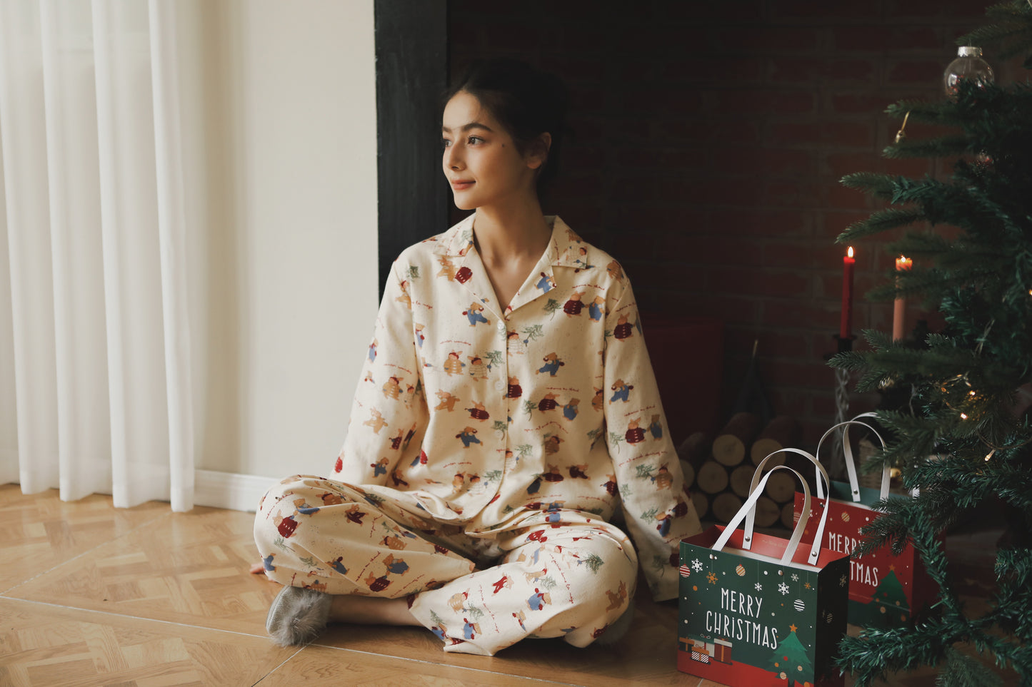 Christmas Rabbit PJS, Christmas bunny pajamas, 100% Cotton pyjamas, Christmas gift