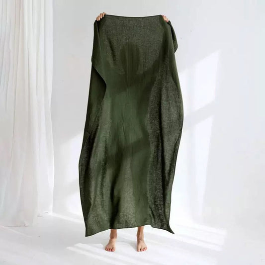 Forest Green Hemp Bath Towel, Lightweight Spa Towel