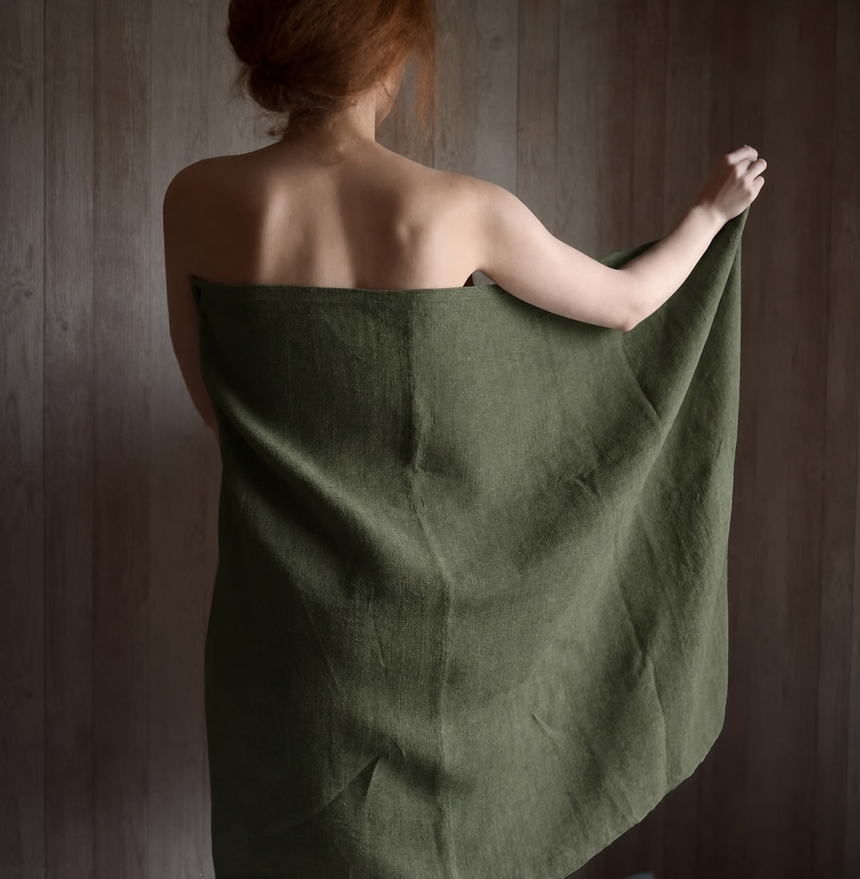 Forest Green Hemp Bath Towel, Lightweight Spa Towel
