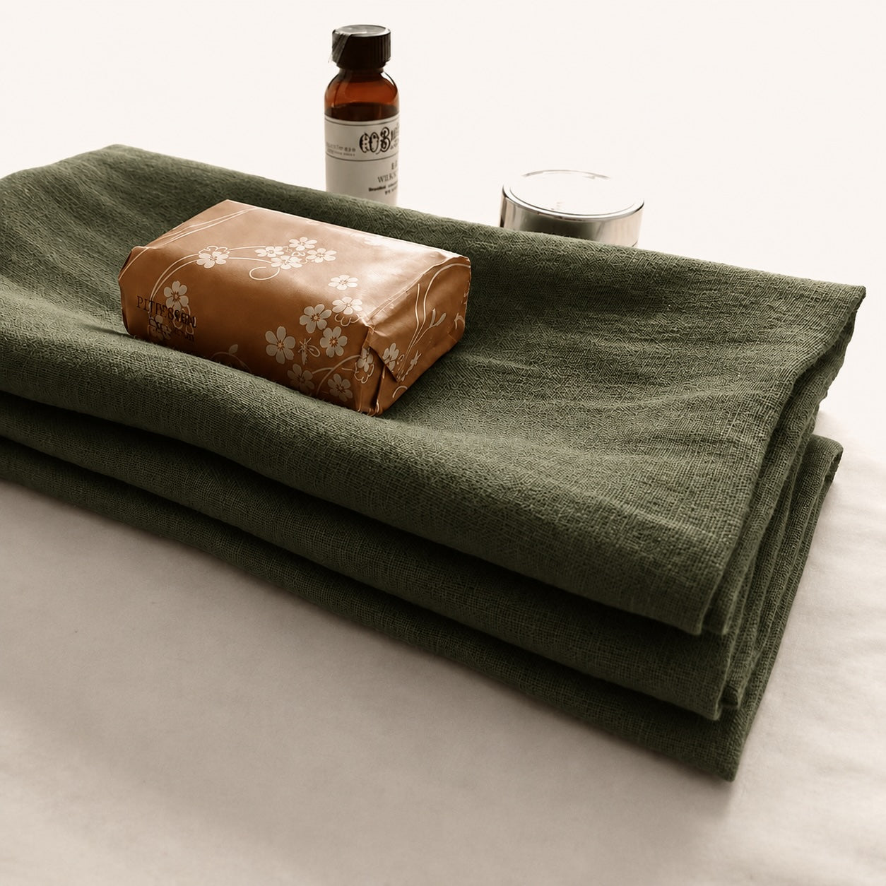 Forest Green Hemp Bath Towel, Lightweight Spa Towel