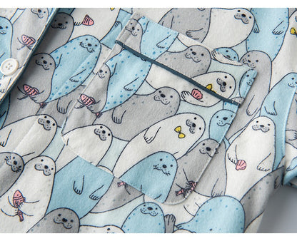Lazy Sea Lions Pajama set, Cute Seals print, 100% cotton PJS, Christmas Gift, ETCozy