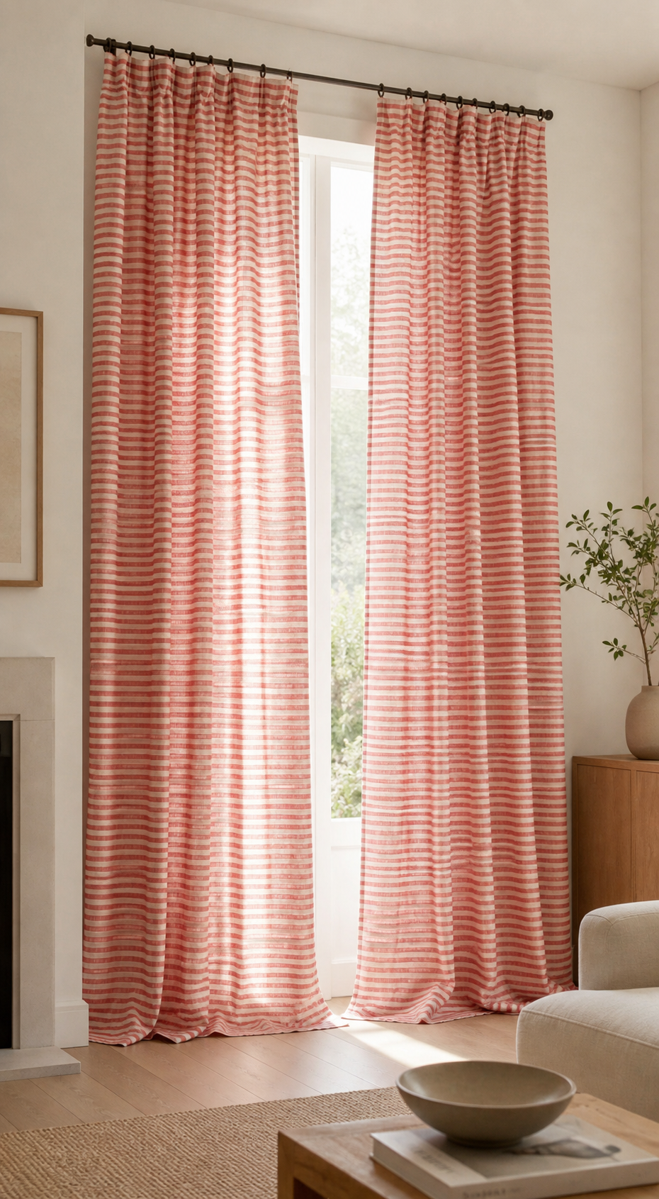 Middle weight Stone Washed Linen Fabric, Red Striped Pattern, OEKO-TEX Certified, 110 Inch Width - lifestyle scene