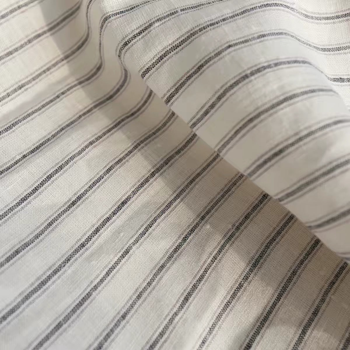 Yarn Dyed Ticking Stripe European Linen Fabric, 110 Inch Width