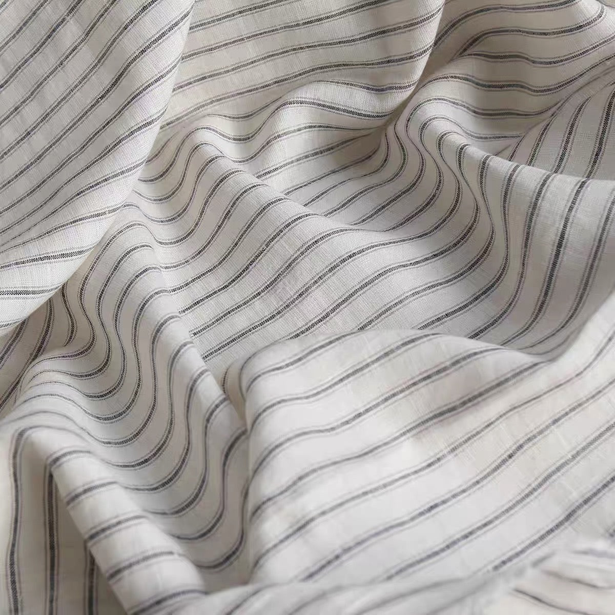 Yarn Dyed Ticking Stripe European Linen Fabric, 110 Inch Width