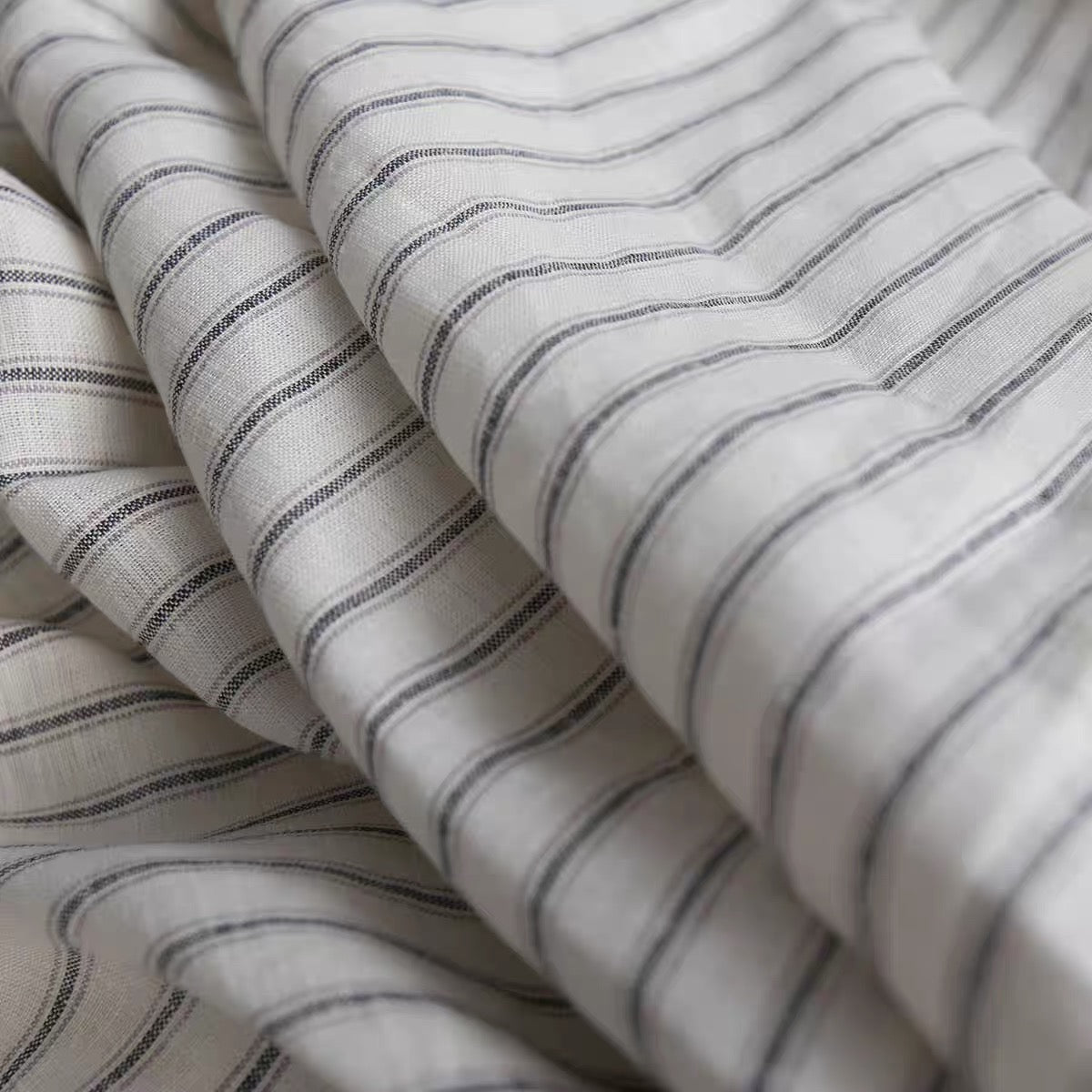 Yarn Dyed Ticking Stripe European Linen Fabric, 110 Inch Width