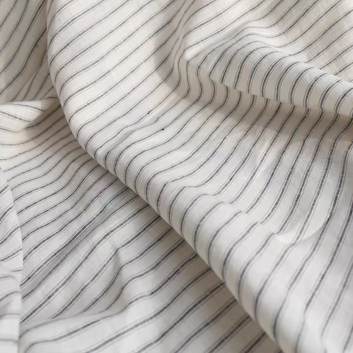 Yarn Dyed Ticking Stripe European Linen Fabric, 110 Inch Width