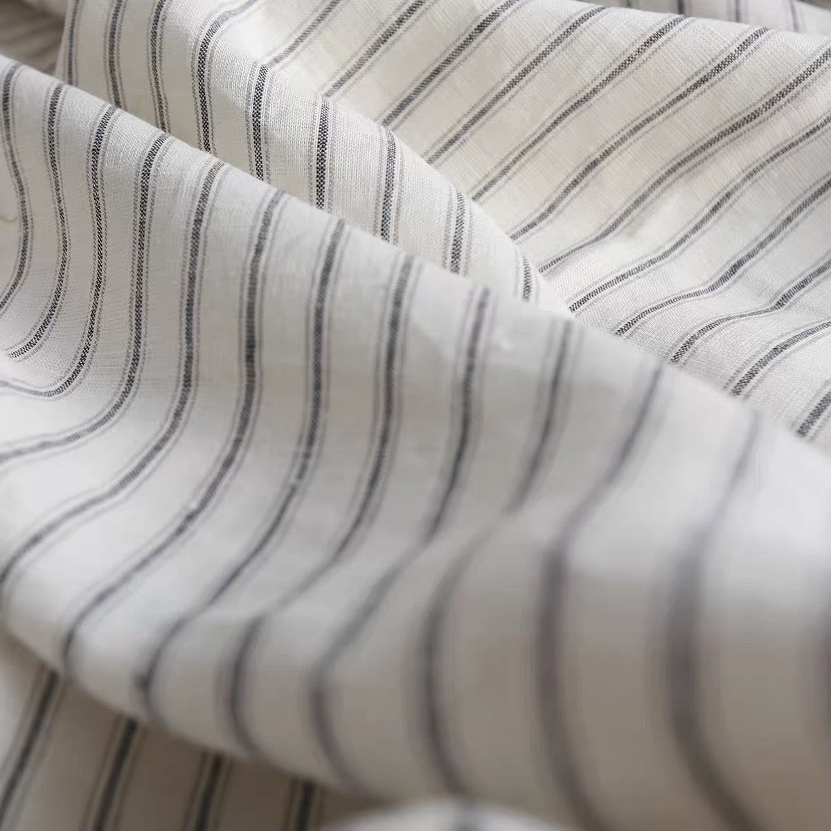 Yarn Dyed Ticking Stripe European Linen Fabric, 110 Inch Width