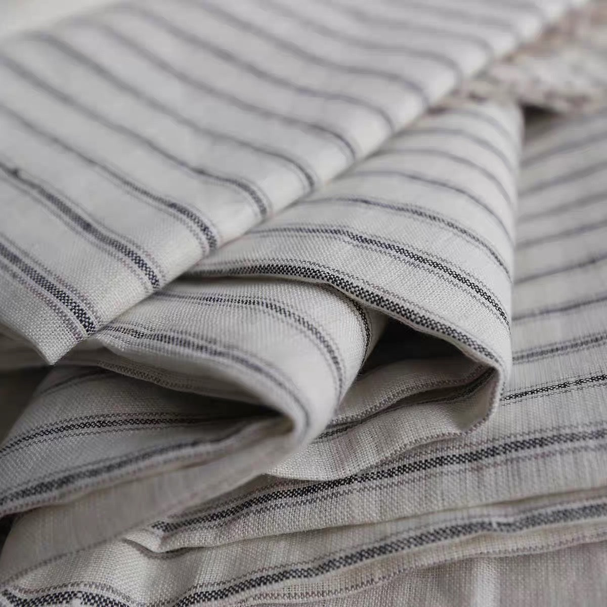 Yarn Dyed Ticking Stripe European Linen Fabric, 110 Inch Width