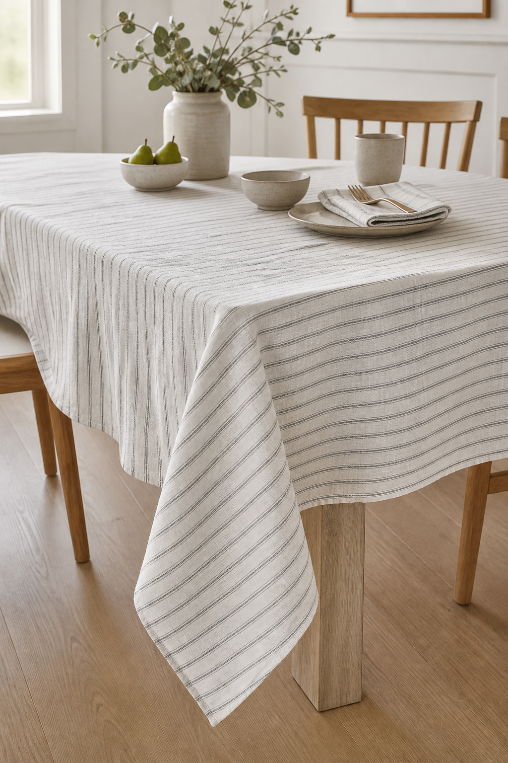 Yarn Dyed Ticking Stripe European Linen Fabric, 110 Inch Width - lifestyle scene